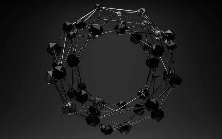 Ring of faceted nodes joined by slender struts