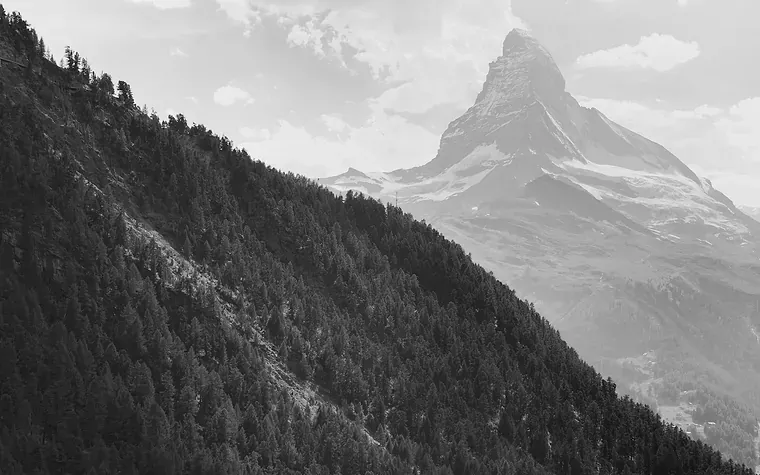 The Matterhorn behind a dark ridge