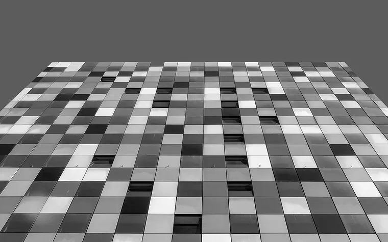 Grid of panels on a modern facade