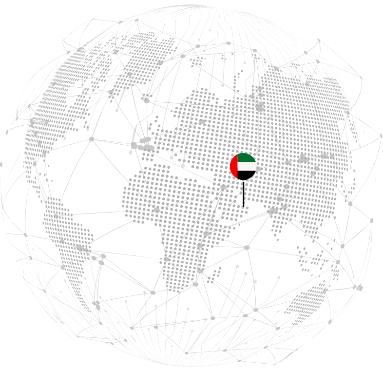 Map of the United Arab Emirates with a location pin